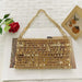 Sequin Disc Mesh Handwoven Shoulder Bag With Chain - Gold