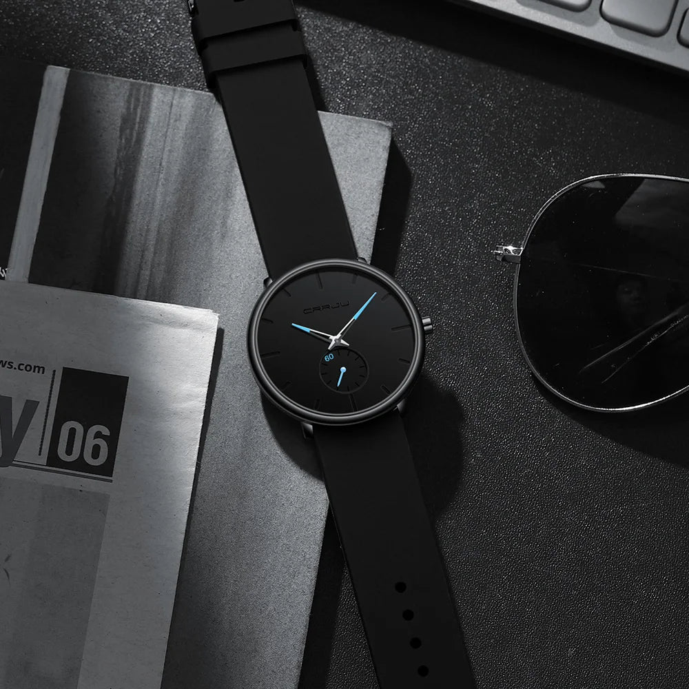 Elegant Round Quartz Watch With Sub Second Dial Aura