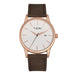 Minimalist Disc Dial Quartz Wristwatch with Strap - Brown Rose Gold
