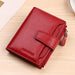 Wallet With Zippered Compartment And Card Slots Compact - Red