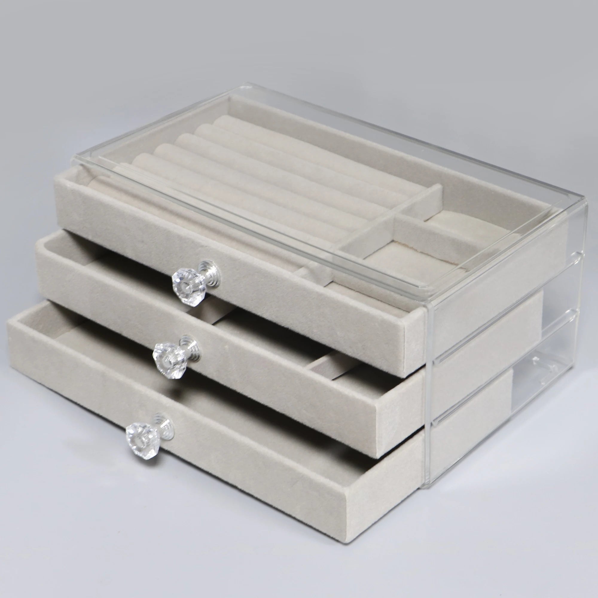 Three-Tier Jewelry Box Drawer For Earrings Necklaces