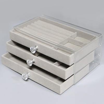 Three-Tier Jewelry Box Drawer For Earrings Necklaces