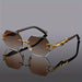 Geometric Leopard Sunglasses With Ornate Gold Accents - Tea