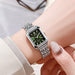 Rectangular Dial Quartz Watch for Everyday Wear - Sliver Green