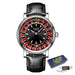 Wristwatch Roulette Dial Leather Strap - Silver Black