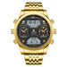 Chronograph Stainless Steel Wristwatch Dual Display - Gold