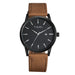 Minimalist Disc Dial Quartz Wristwatch with Strap - Brown Black
