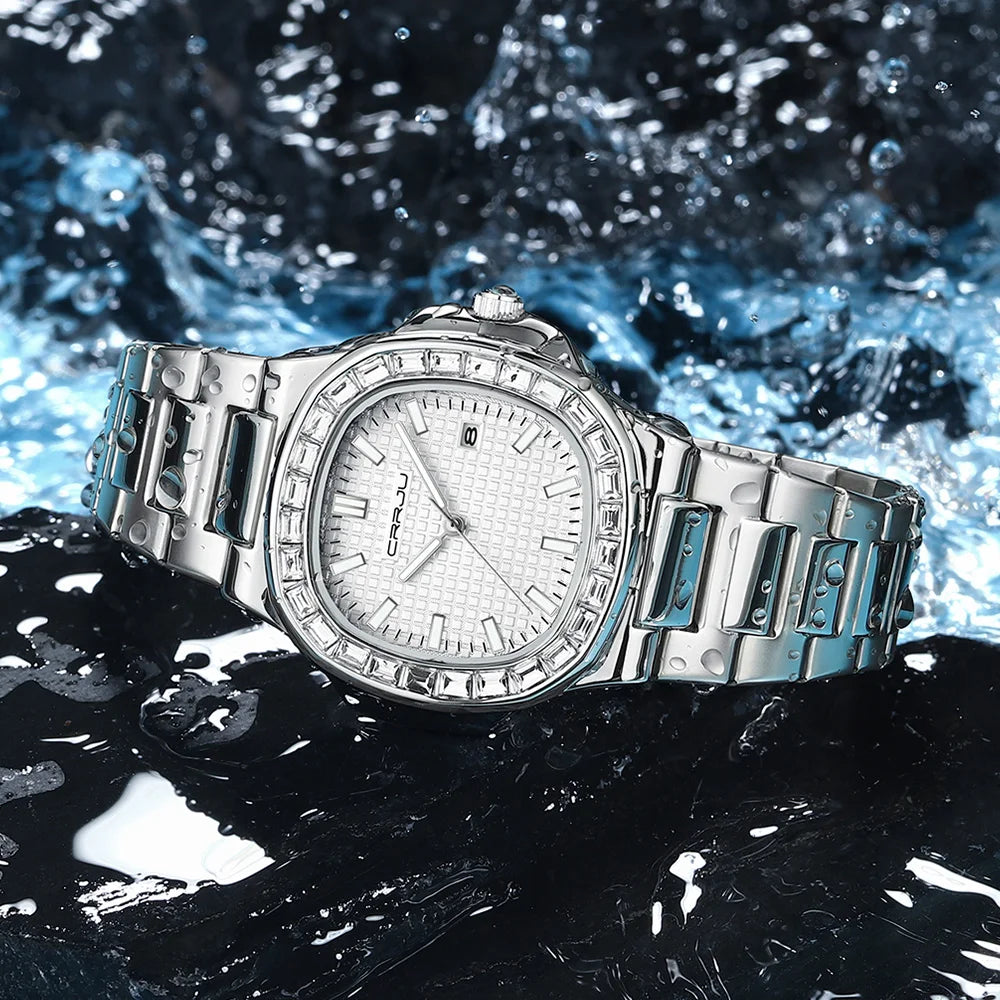 Diamond Bezel Timepiece With Luminous Dial Elegance