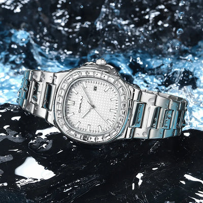 Diamond Bezel Timepiece With Luminous Dial Elegance