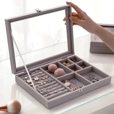 Refined Jewelry Display Organizer Box with Clear Lid - WO2MEN