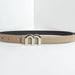 Women's Belt Silver Buckle with Double Arch Design - Light Khaki
