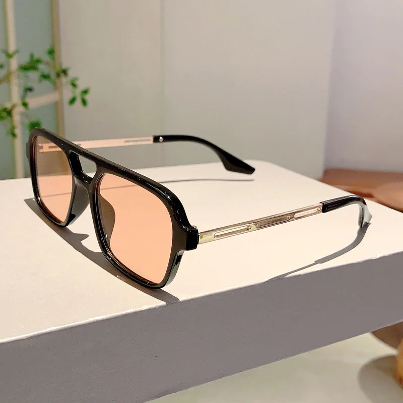Square Sunglasses with UV400 Protection Frames - Black Brown