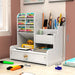 Graceful Desk Organizer With Multi Drawers And Tray - White