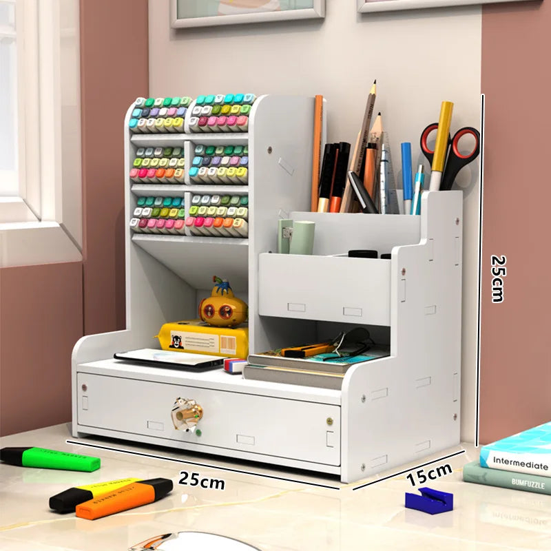 Graceful Desk Organizer With Multi Drawers And Tray