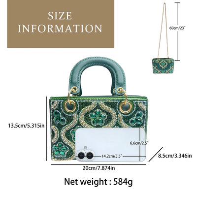 Rhinestone Evening Crossbody Clutch With Chain Handle