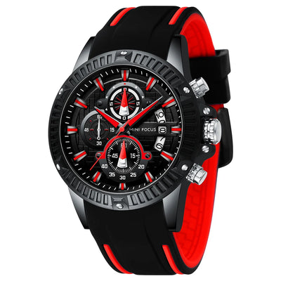 Chronograph Watch with Silicone Strap for Active Wear