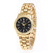 Classic Round Quartz Wristwatch Fluted Bezel Design - Gold Black