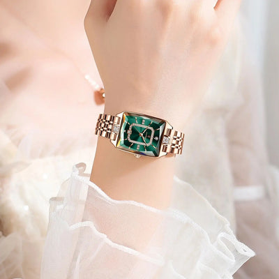 Square Dial Timepiece With Diamond Set Frame Crystal