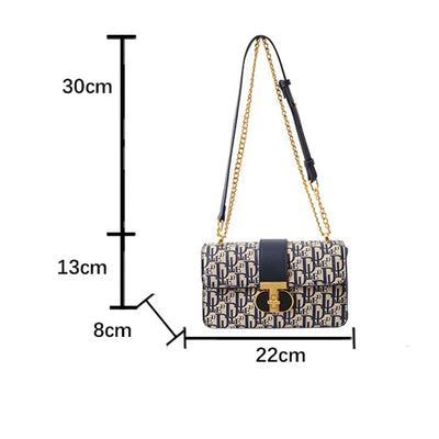 Monogram Pattern Crossbody Bag With Elegant Chain Strap
