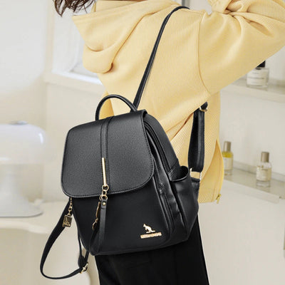 Backpack with Cat Charm Front Zipper Pocket Feature