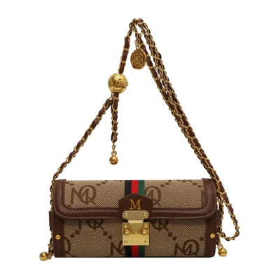 Cylindrical Crossbody Bag With Gold Lock And Chain