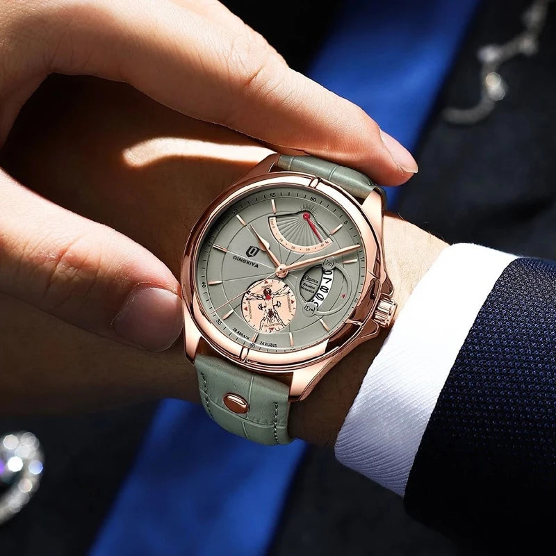 Aurora Meridian Chrono Watch With Leather Strap Premier