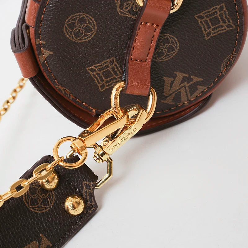 Monogram Barrel Shoulder Bag with Gold Lock Detailing
