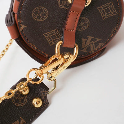 Monogram Barrel Shoulder Bag with Gold Lock Detailing