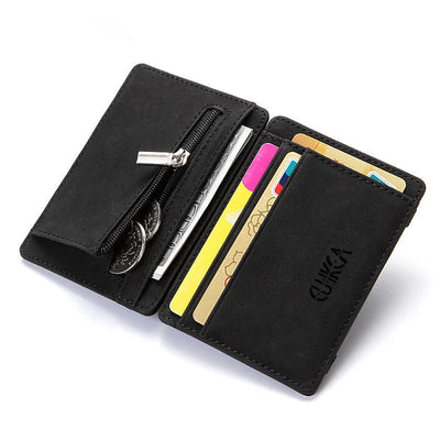 Premium Slim Card Holder Wallet With Internal Zipper