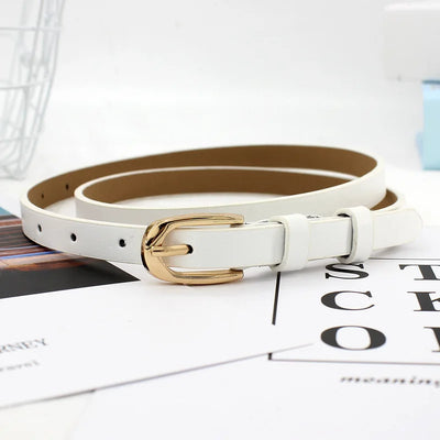 Womens Corset Belt for Jeans with Classic Buckle - White