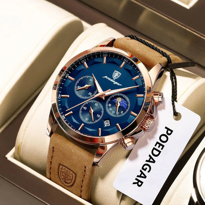 Luxor Chronograph Leather Wristwatch with Sapphire Dial