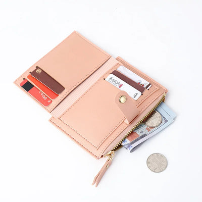 Graceful Slim Card Wallet with Snap Closure and Coin