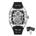 Automatic Skeleton Wristwatch with Transparent Movement - Silver Black