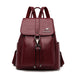 Backpack with Front Buckle Strap And Multiple Pockets - Burgundy