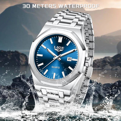 Stainless Steel Quartz Wristwatch Water Resistant
