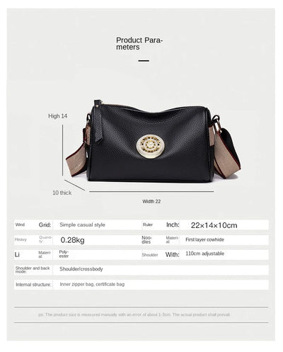 Emblem Crossbody Bag With Wide Strap And Circular Clasp