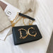 Ornate Letter Emblem Mini Bag With Chain For Evening - Black