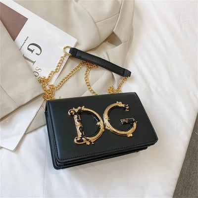 Ornate Letter Emblem Mini Bag With Chain For Evening