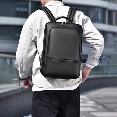 PU Leather Backpack with USB Charging Port for Travel