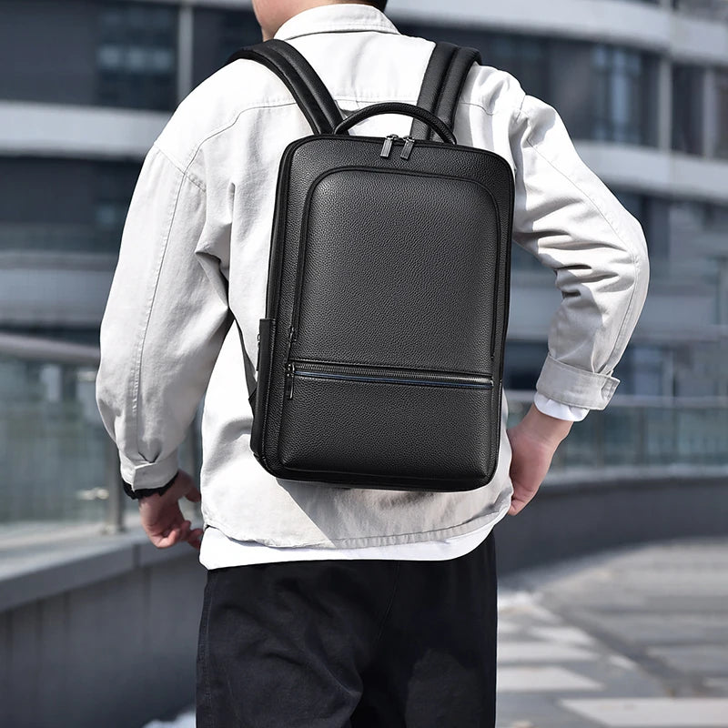 PU Leather Backpack with USB Charging Port for Travel