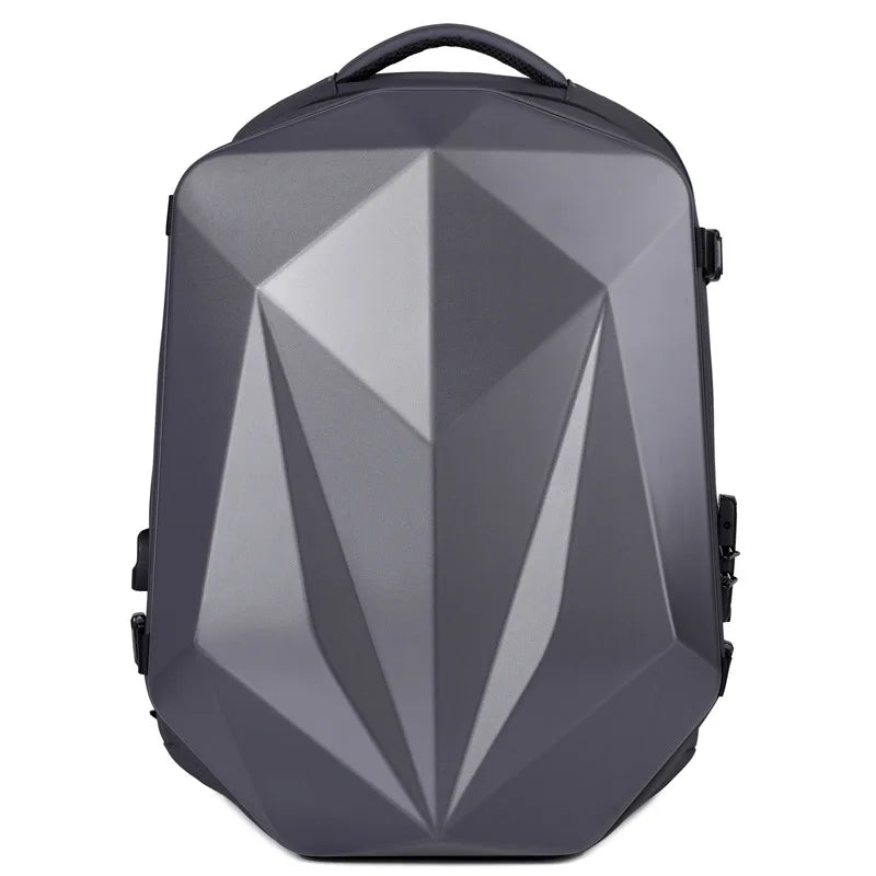 Backpack Geometric Hard Case for Laptop Everyday Use - Grey