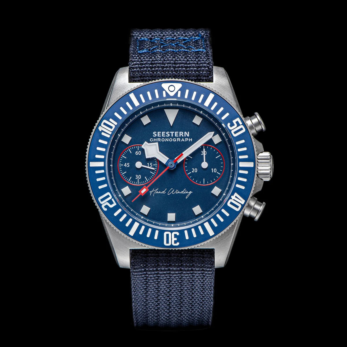 Chronograph Mechanical Wristwatch with Nylon Strap - Blue