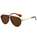 Retro Pilot Sunglass with Double Bridge UV400 - Brown Tea