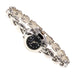 Elegant Heart Link Bracelet Watch Quartz Movement - Silver Black