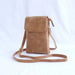PU Leather Crossbody Bag with Flap Closure Compact - Light Brown