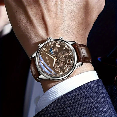 Elegant Roman Dial Chronograph Watch With Moonphase