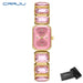 Ornate Gemstone Link Timepiece With Framed Dial Edition - Pink