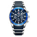 Big Dial Chronograph Watch Stainless Steel Case - Silver Blue
