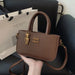 Minimal Square Crossbody Bag with Charm Accent Detail - Coffee