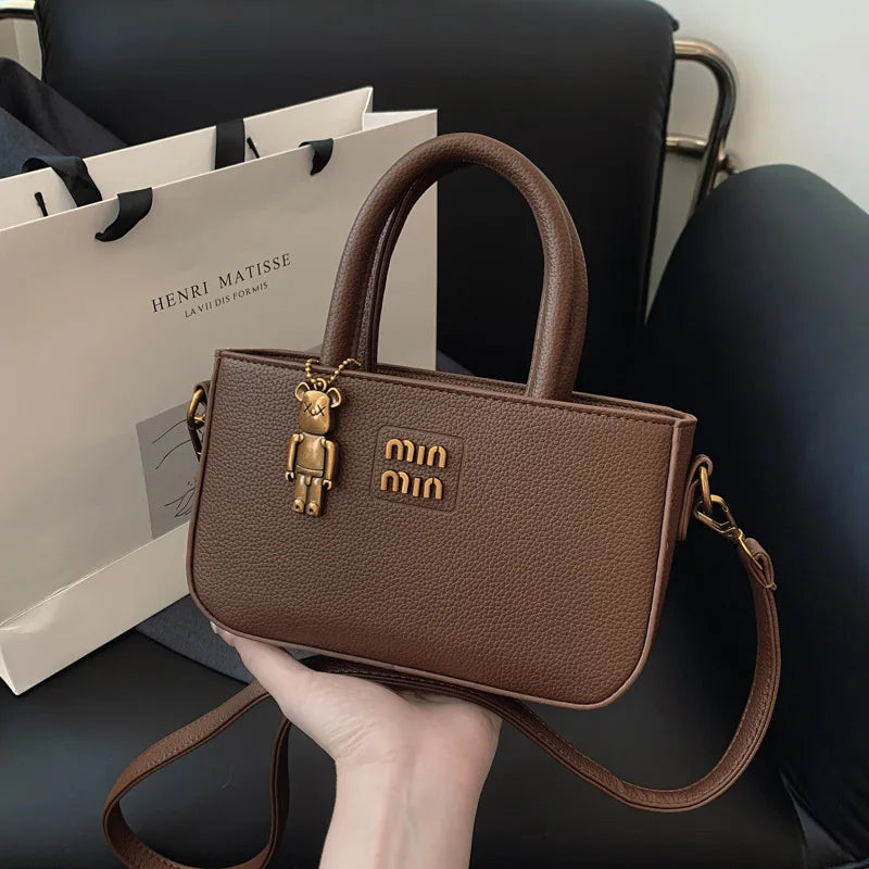 Minimal Square Crossbody Bag with Charm Accent Detail